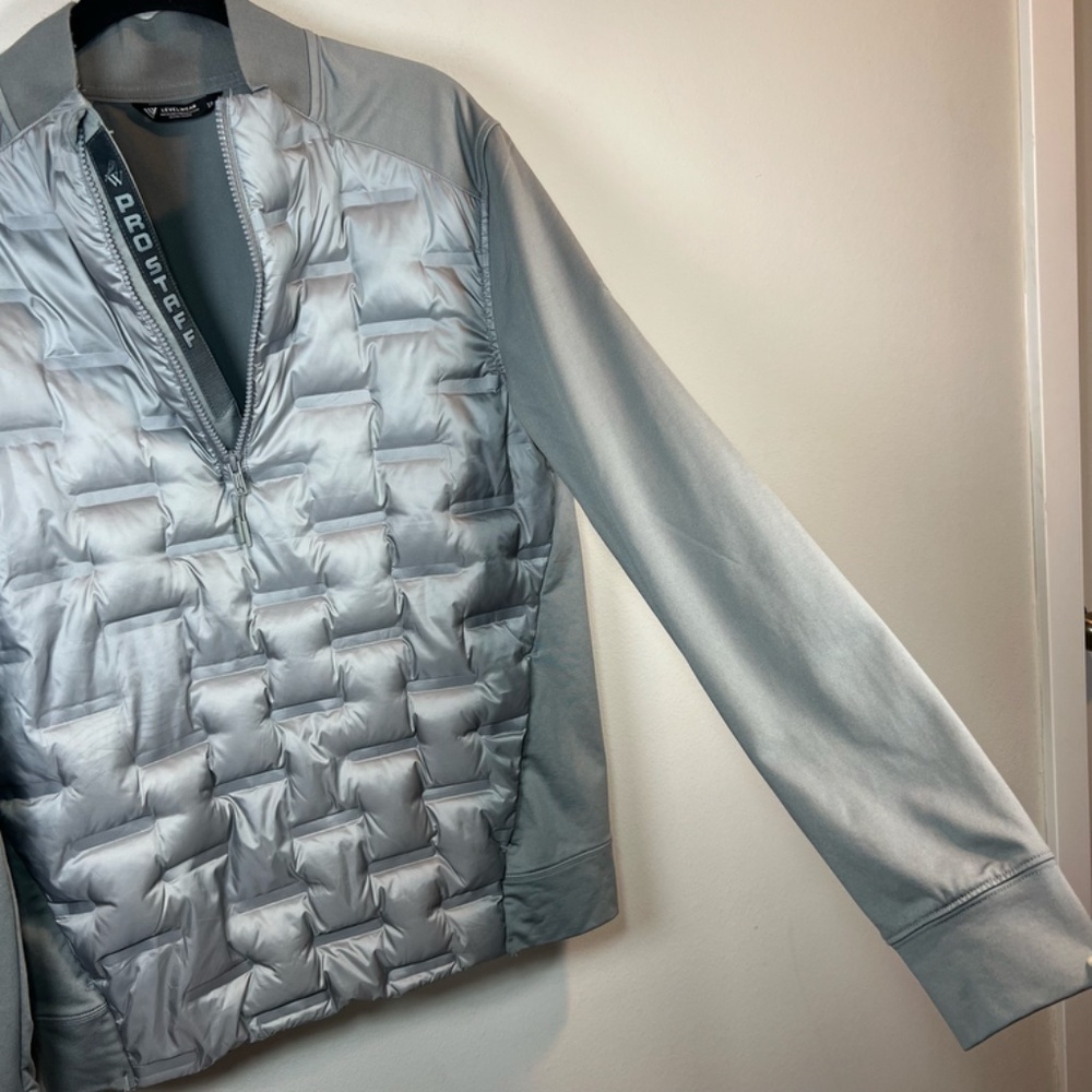 Levelwear Ultralite 1/4 Zip Pullover Jacket Gray Down Puffer Hybrid Logo Small - Picture 4 of 14